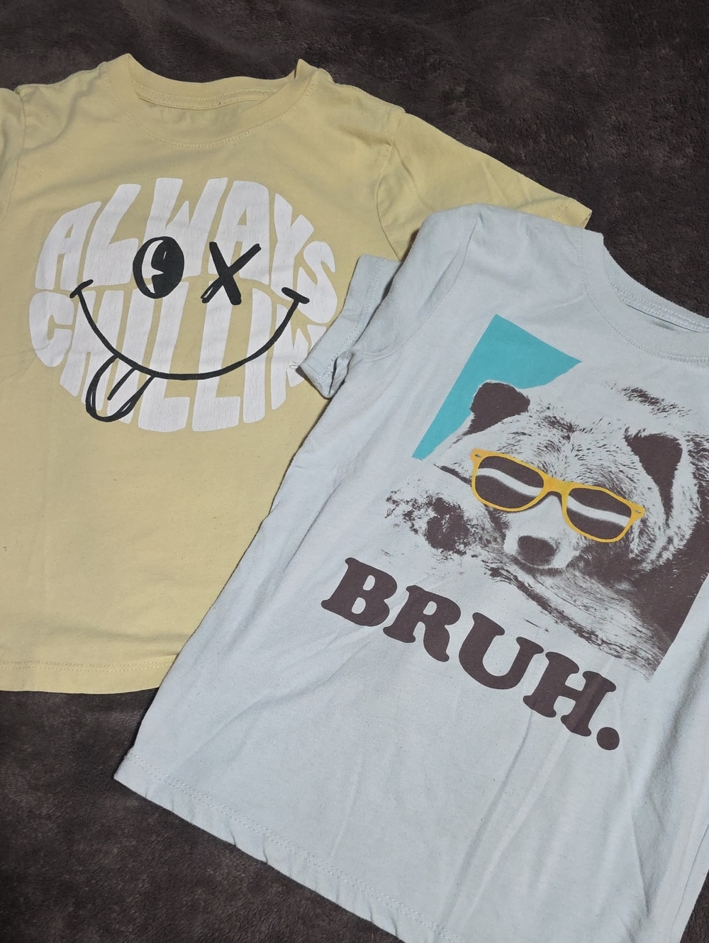 Wonder Nation Boys Graphic Tee Lot Size S 6/7 - Smiley Face & Bear (2 Pack)